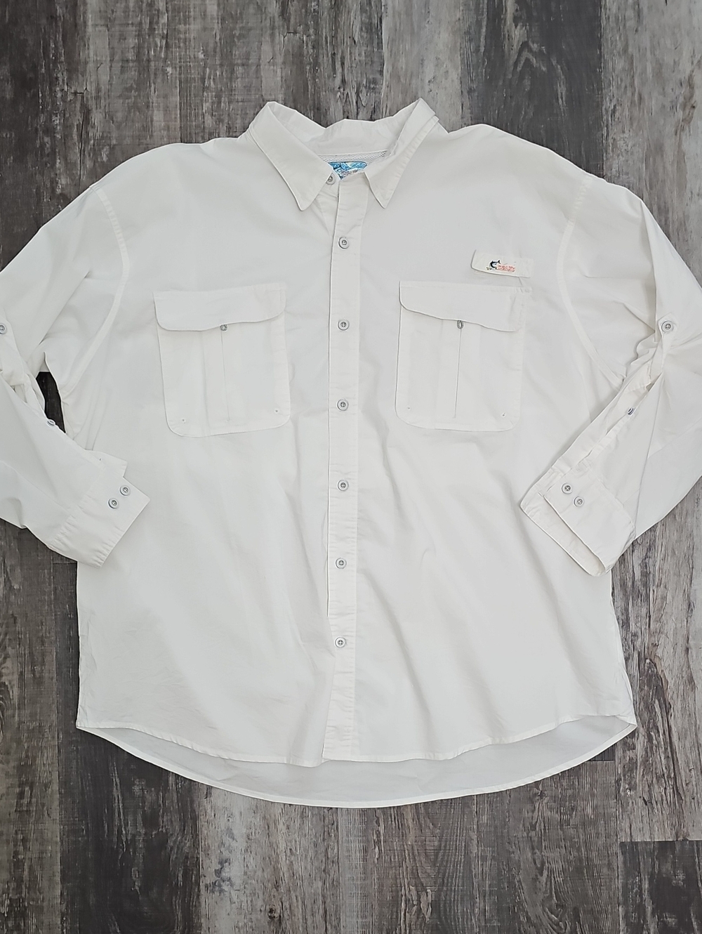 Men's World Wide Sportsman White Button-Up Fishing Shirt 3XL